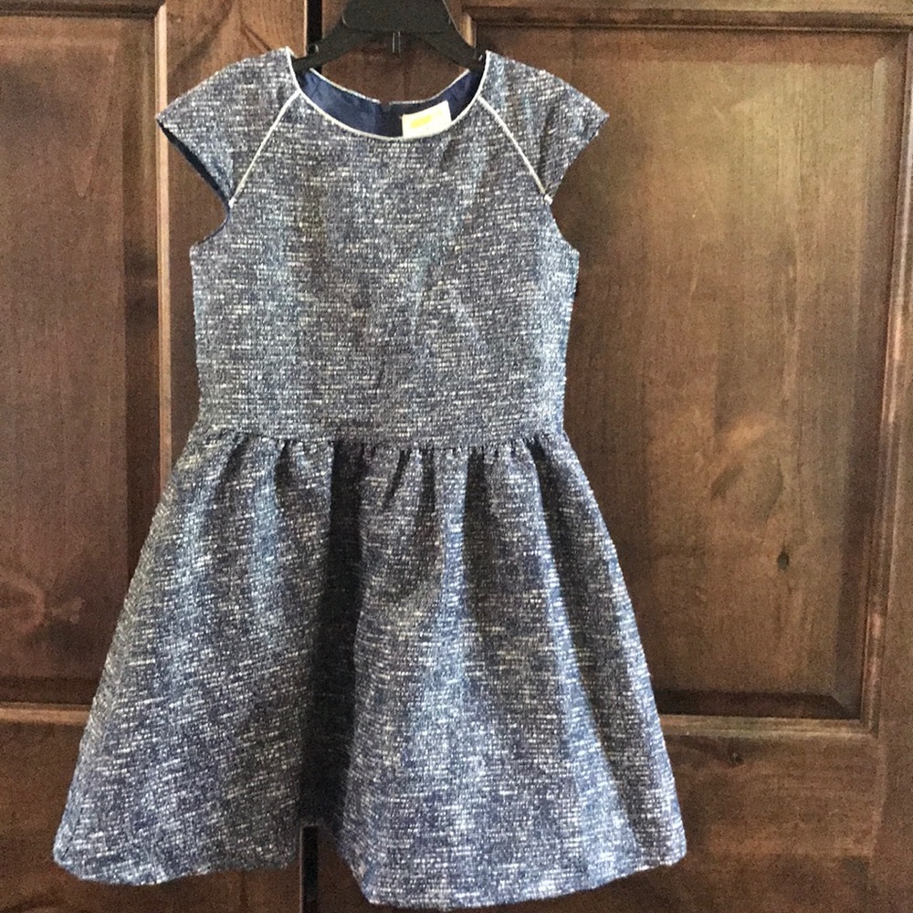 Blue & metallic silver dress w/matching shoes